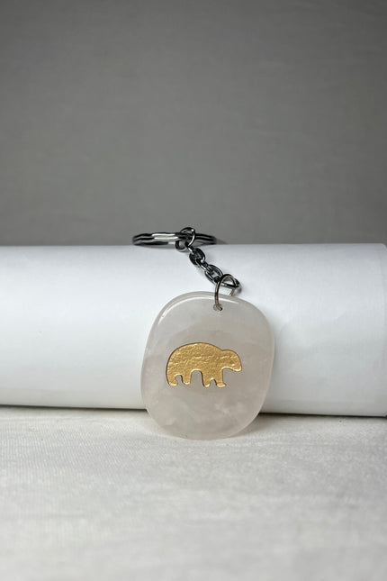 Sleutelhanger Rozenkwarts met Beer