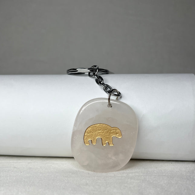 Sleutelhanger Rozenkwarts met Beer