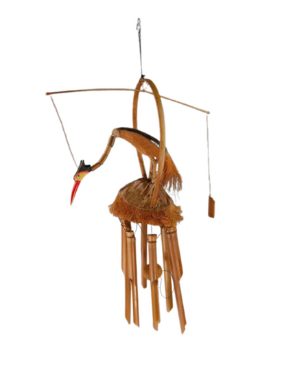 Bamboe windgong met kraanvogel