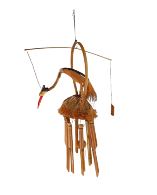 Bamboe windgong met kraanvogel